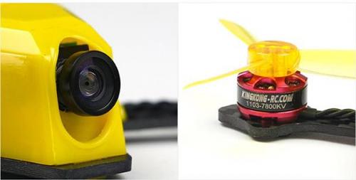 KingKong 95GT 95mm Micro FPV Racing Drone Yellow & White canopies 