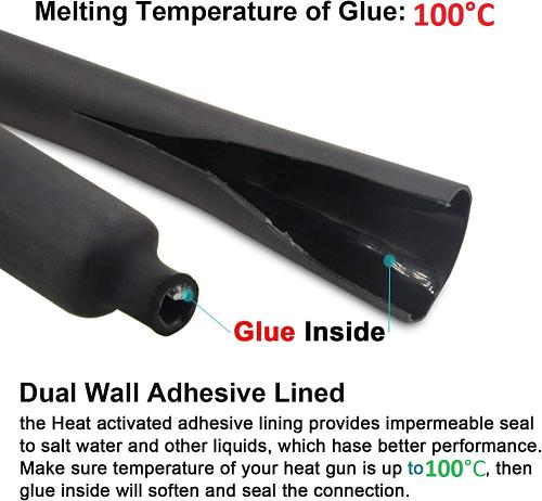 Heat Shrink Tubing D:8mm with Glue inside, 3:1 rate, RED and Black,