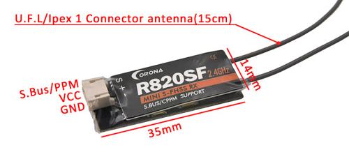 Mini S-FHSS/ FHSS SBUS FPV Receiver Corona R820SF Compatible Futaba