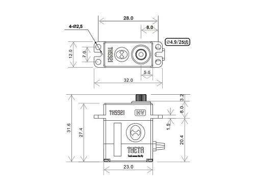 Theta THS921 Micro HV Servo 7.5kg @ 0.08 sec 23mm Cyclic 