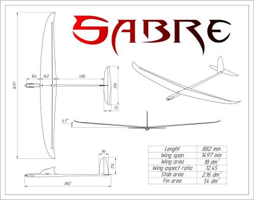 Sabre F5K 1.5m Electric competition GLIDER model 