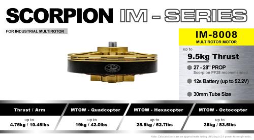 Scorpion UAV Industrial Multirotor Motor IM-8012-115kv 