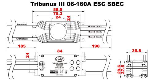 Scorpion TRIBUNUS III 06-160Amp (SBEC) Brushless speed controller for Helicopters, Airplanes