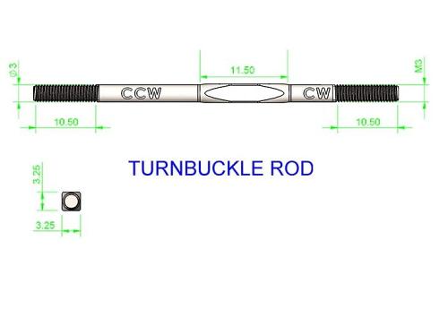 40mm Titanium Two-way fine adjustable Turnbuckle Pitch Rod Set M3