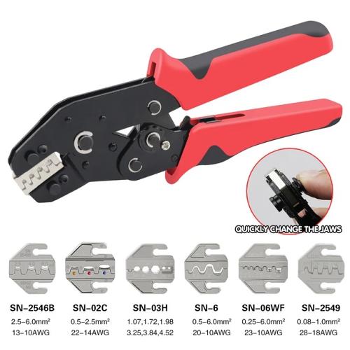 Ratchet crimping pliers with Quick release Interchangeable Jaws