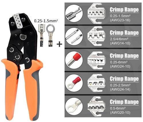 Ratchet crimping pliers with Quick release Interchangeable Jaws