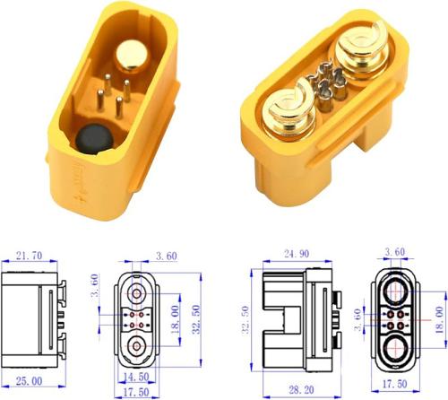 Amass AS150U Gold Plated 7mm Anti Spark Connector 