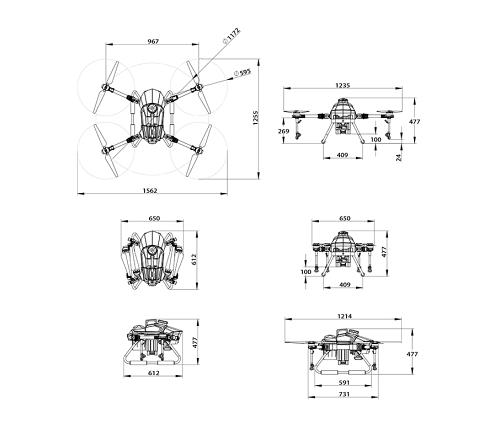 Heavy Payload 6L 6KG Agricultural Drone Foldabel Frame or Set 