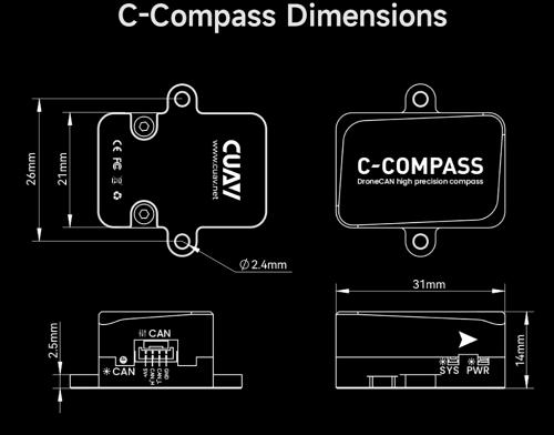 CUAV New DroneCan High Precision RM3100 Magnetic C-Compass 